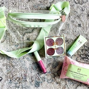 PIXI Bundle w/ Clear Fanny Pack, Eye Quad, Lip Gloss, cleansing cloth & gel